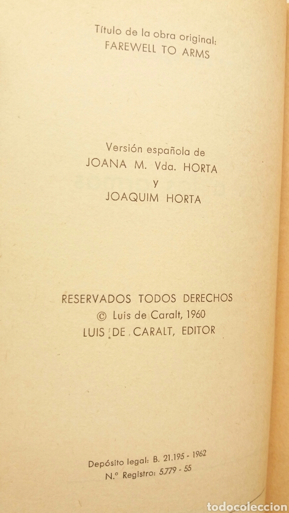 Libros: Adi&oacute;s a las armas. Ernest Hemingway. C&iacute;rculo de lectores, 1962. - Foto 7
