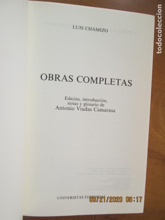 Libros: OBRAS COMPLETAS LUIS CHAMIZO - UNIVERSITAS EDITORIAL 1982 - Foto 2