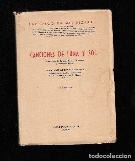 Libros: CANCIONES DE LUNA Y SOL - MENDIZABAL, FEDERICO DE - Foto 2