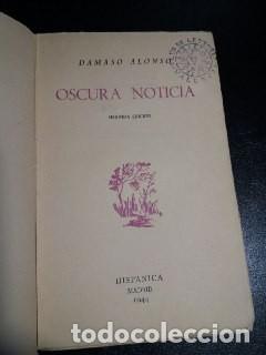 Libros: Oscura noticia. - ALONSO, D&aacute;maso: - Foto 2
