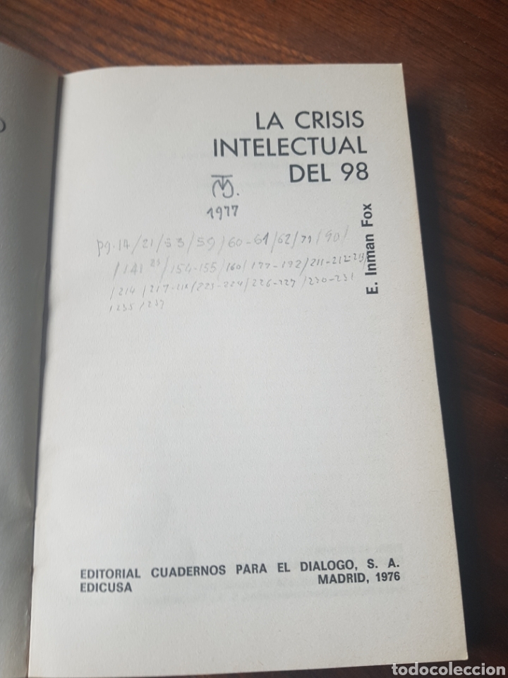 Libros: LA CRISIS INTELECTUAL DEL 98 - E. INMAN FOX - 1976 - Foto 2