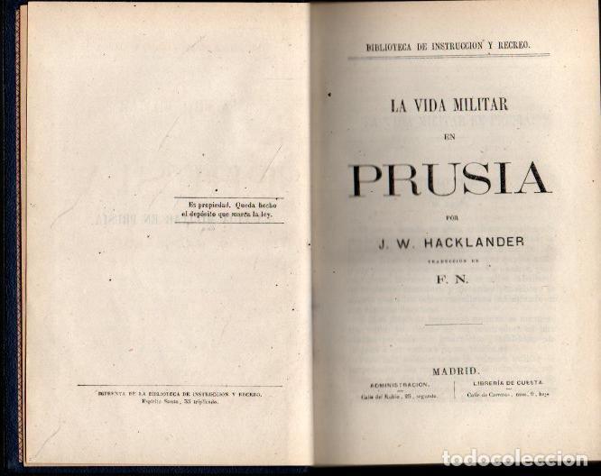 Libros: LA VIDA MILITAR EN PRUSIA. - HACKLANDER, J. W. - Foto 3