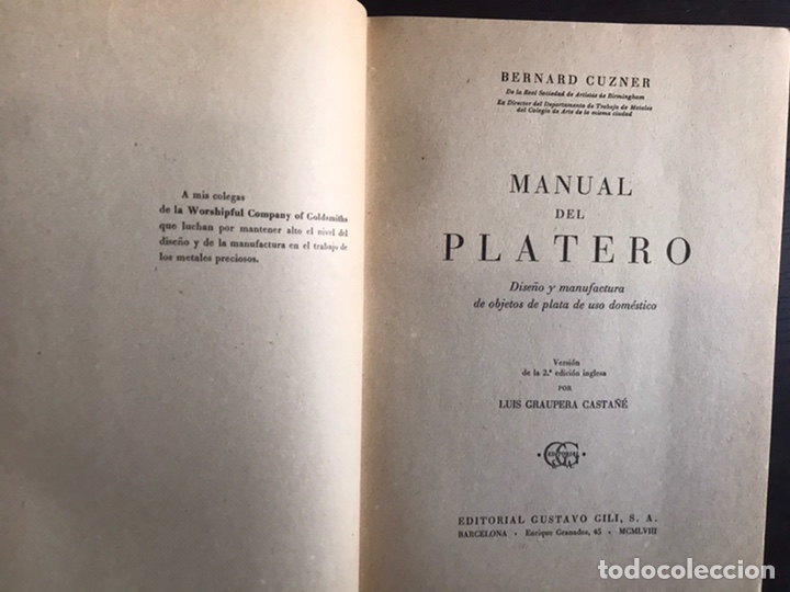 Libros: Manual de plateros. Bernard Cuzner. Gustavo Gili - Foto 3