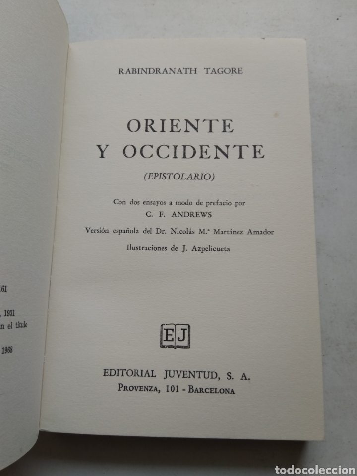 Libros: ORIENTE Y OCCIDENTE/RABINDRANATH TAGORE - Foto 2