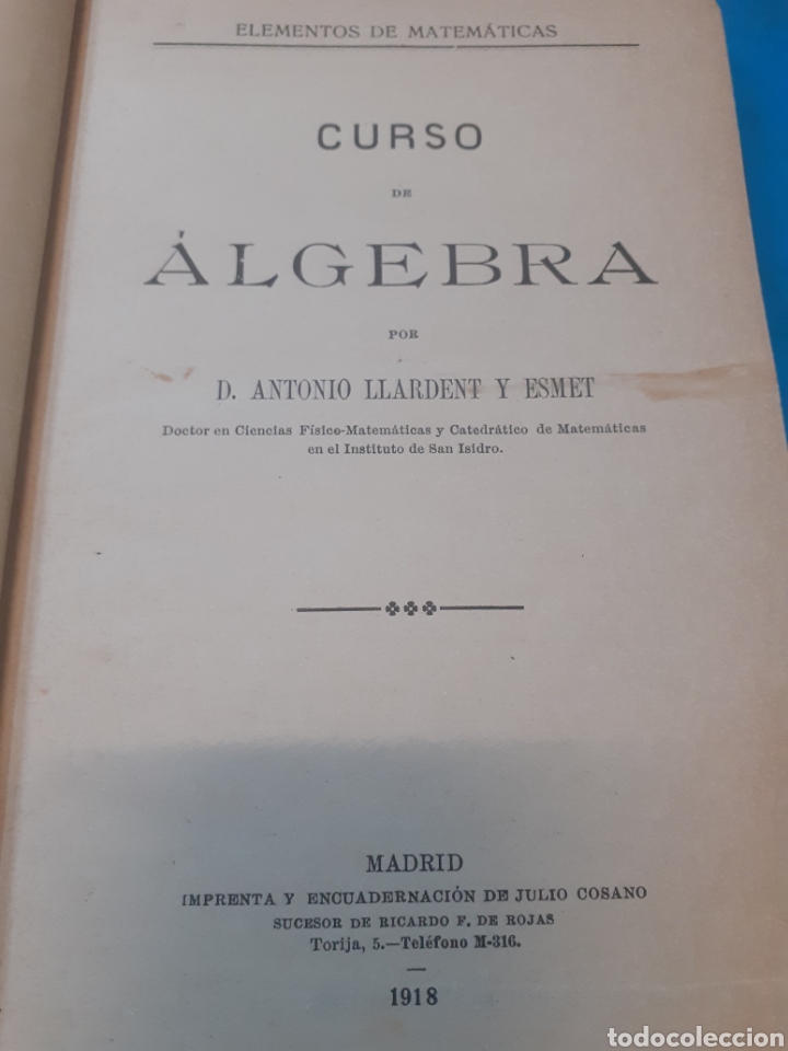 Libros: CURSO DE ALGEBRA - LLARDENT Y ESMET,Antonio - Foto 1