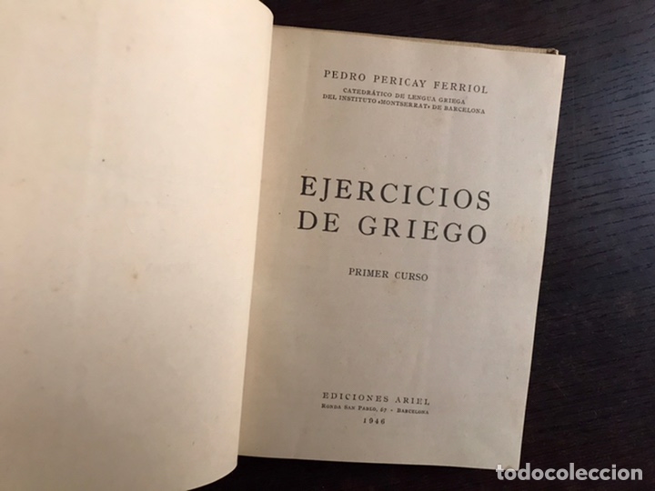 Libros: Ejercicios de griego. Primer curso. Pedro Pericay Ferriol - Foto 2