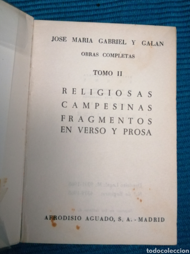 Libros: OBRAS COMPLETAS JOSE MARIA GABRIEL Y GAL&Aacute;N, MINI LIBROS - Foto 4