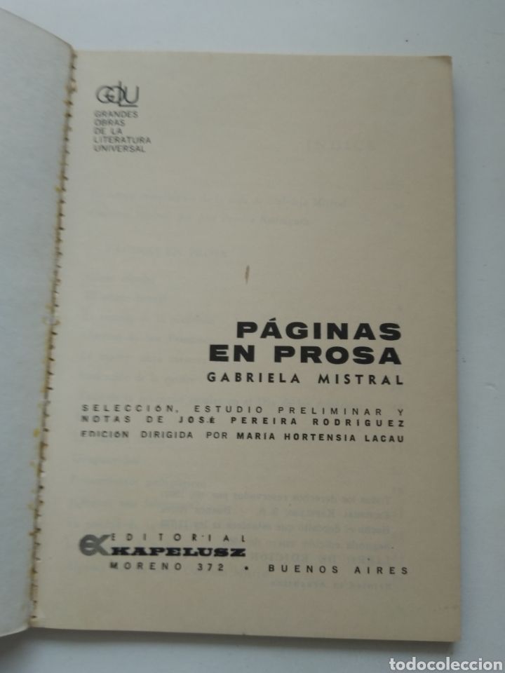 Libros: PAGINAS EN PROSA/GABRIELA MISTRAL - Foto 2