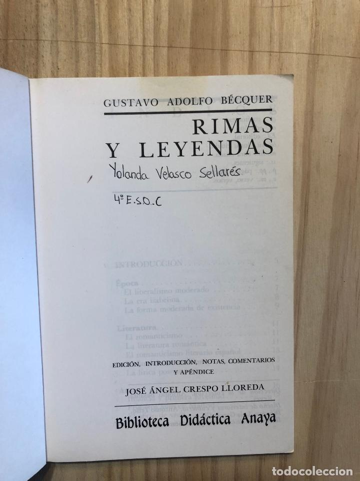 Libros: Rimas y leyendas - Gustavo Adolfo B&eacute;cquer - Foto 2