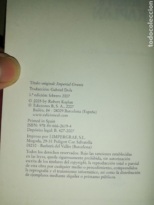 Libros: Gru&ntilde;idos imperiales Robert D Kaplan, edici&oacute;nes B - Foto 5
