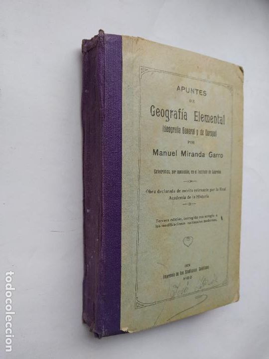 B&uuml;cher: APUNTES DE GEOGRAFIA ELEMENTAL. MANUEL MIRANDA GARRO. IMPRENTA SINDICATOS CATOLICOS VIGO 1924 TDK570