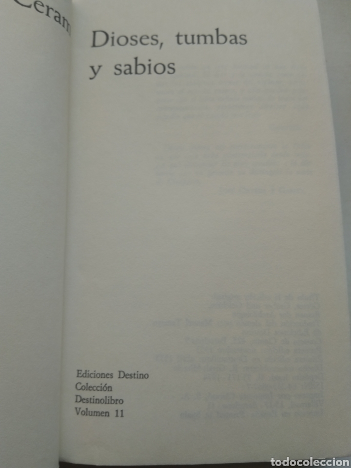 Libros: DIOSES, TUMBAS Y SABIOS/C.W. CERAM - Foto 2