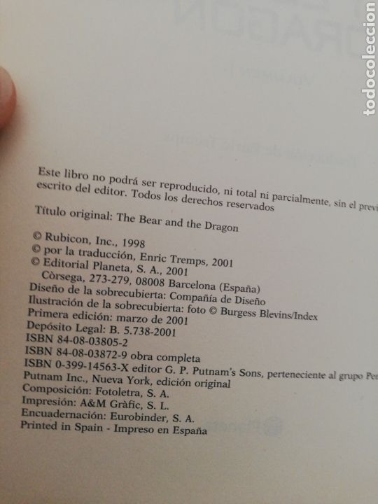 Libros: Tom Clancy el oso y el drag&oacute;n (2 tomos) planeta internacional - Foto 4
