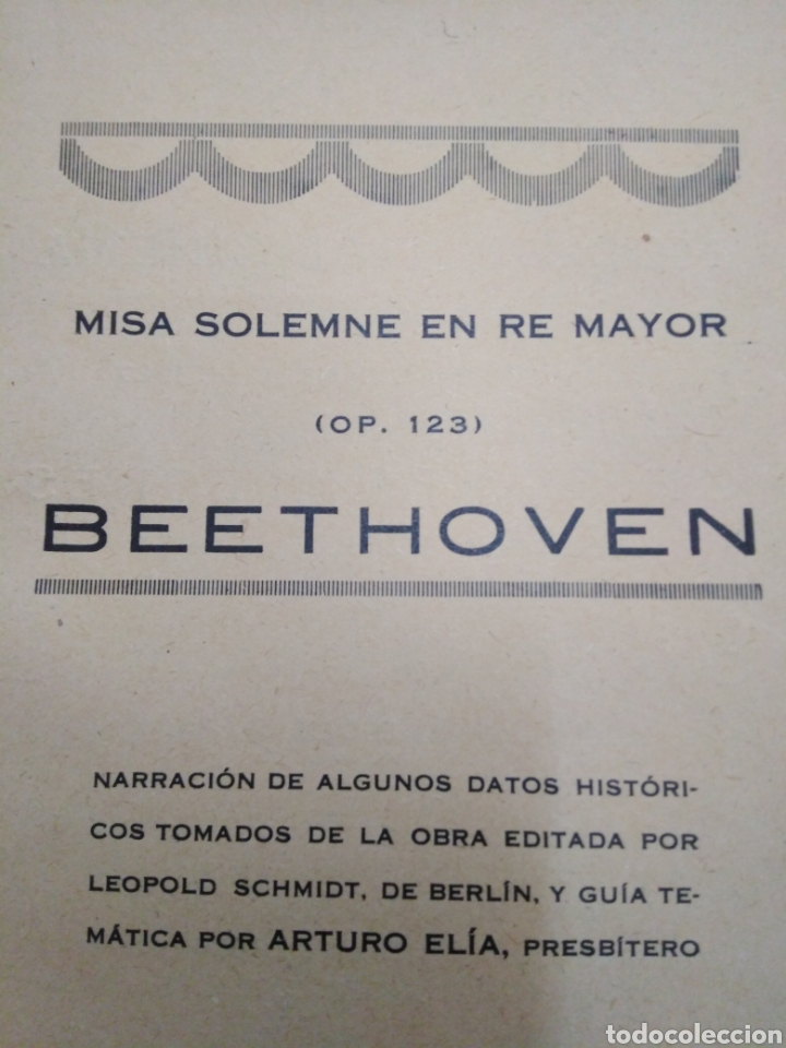 Libros: MISA SOLEMNE EN RE MAYOR (OP. 123) BEETHOVEN - ELIA, Arturo. - Foto 2