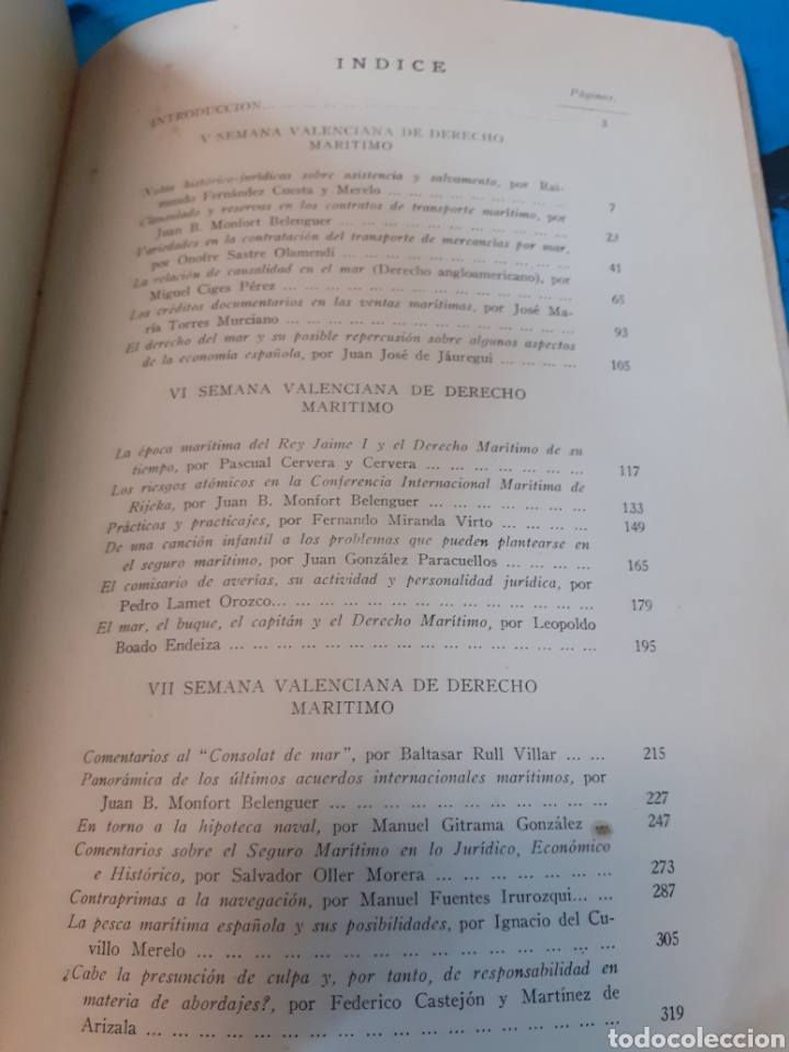 Libros: SEMANAS VALENCIANAS DE DERECHO MARITIMO - V. V. A. A. - Foto 3
