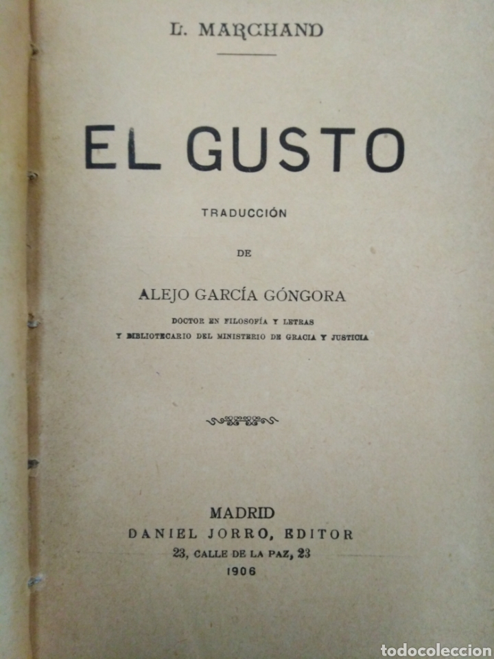 Libros: EL GUSTO - MARCHAND, L. - Foto 1