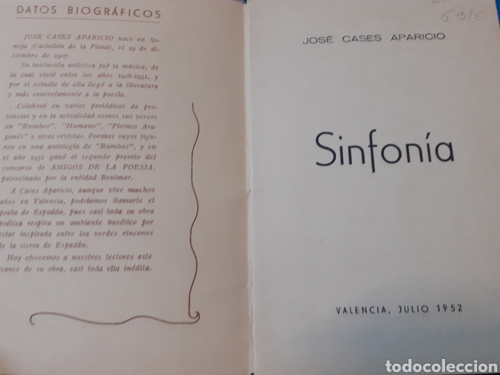 Libros: SINFONIA - CASES APARICIO, Jos&eacute;. - Foto 2