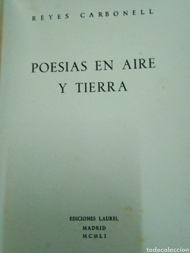 Libros: POESIAS EN AIRE Y TIERRA - CARBONELL, Reyes. - Foto 3