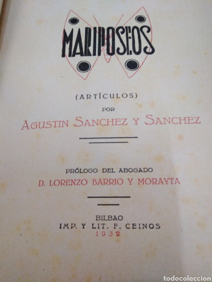 Libros: MARIPOSEOS (Art&iacute;culos) - SANCHEZ Y SANCHEZ, Agust&iacute;n. - Foto 5