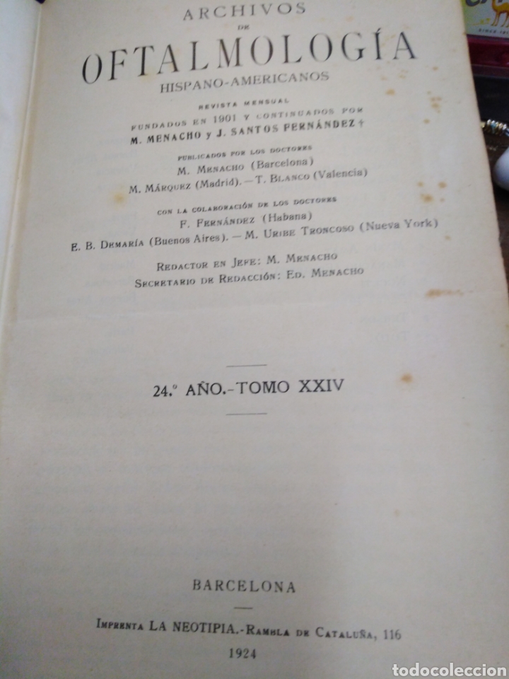 Libros: ARCHIVOS DE OFTALMOLOGIA HISPANO-AMERICANOS - OFTALMOLOGIA. - Foto 1