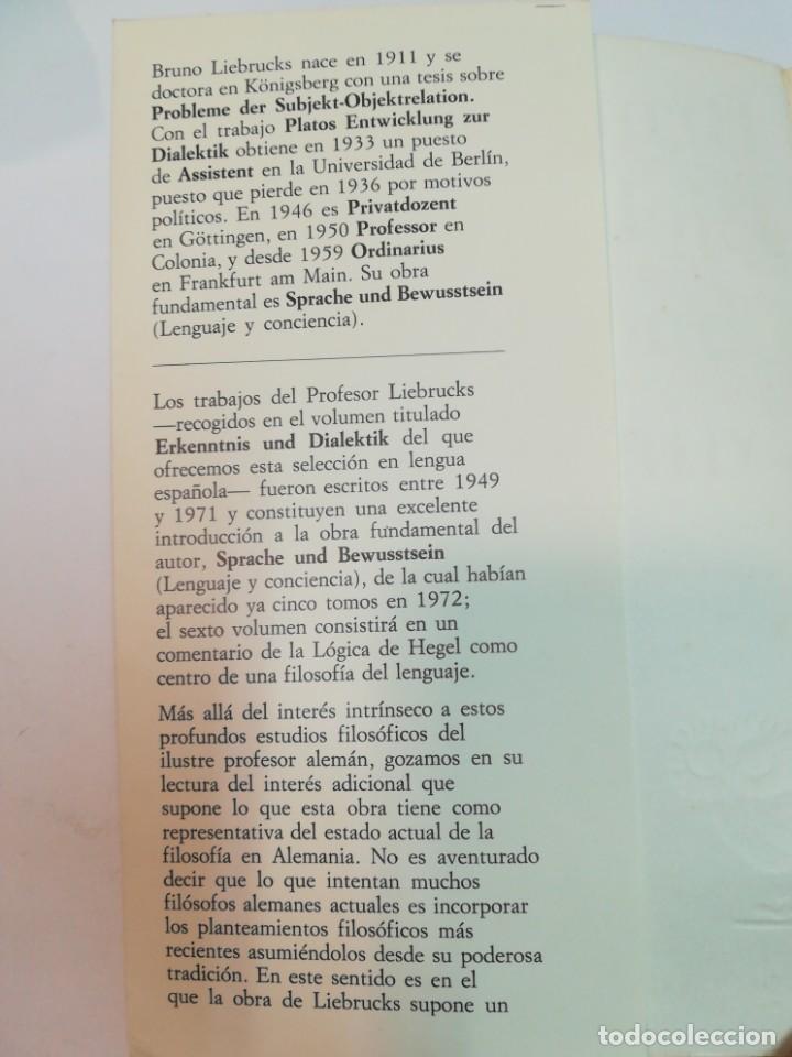 Libros: BRUNO LIEBRUCKS Conocimiento y dial&eacute;ctica S1613T - Foto 2