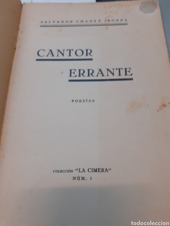 Libros: CANTOR ERRANTE - CHANZA IBORRA, Salvador. - Foto 2
