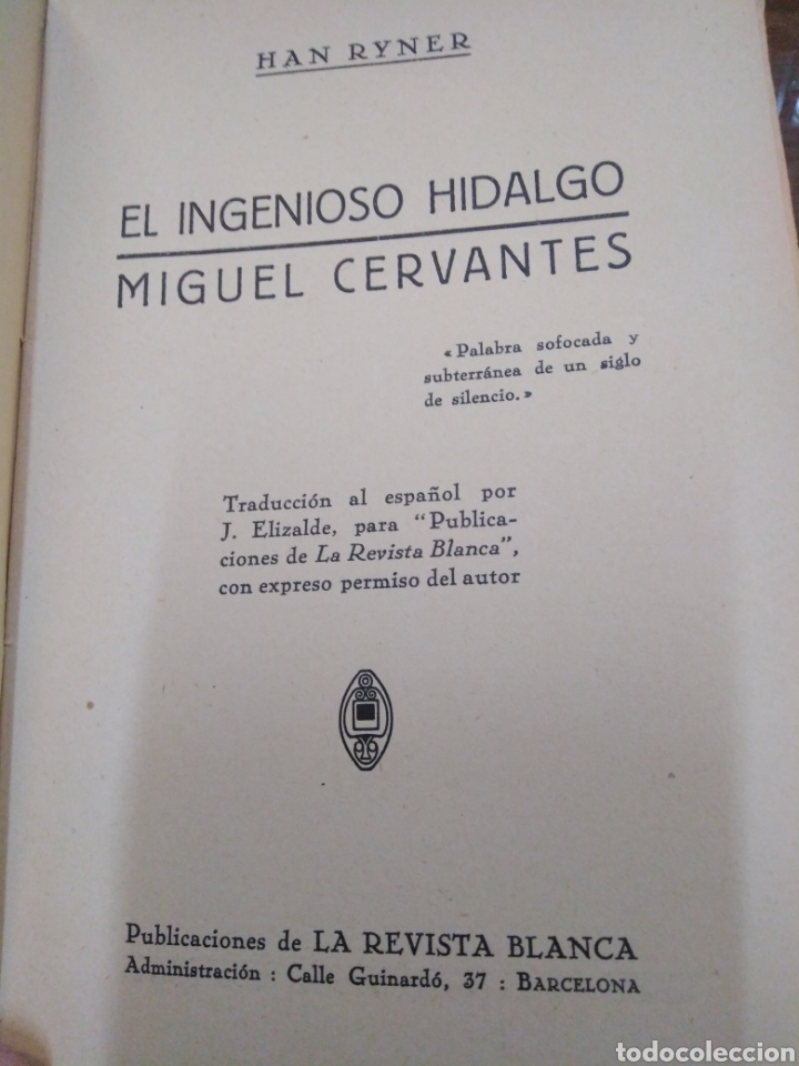 Libros: EL INGENIOSO HIDALGO MIGUEL CERVANTES - RYNER, Han - Foto 3