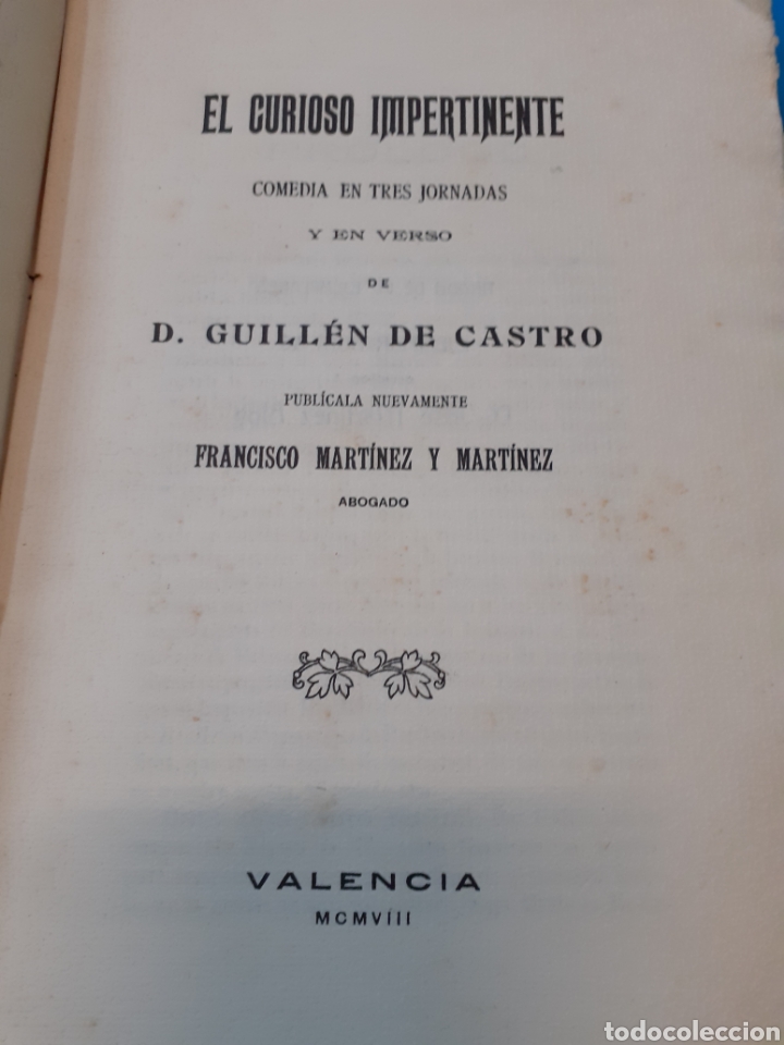 Libros: EL CURIOSO IMPERTINENTE - GUILLEM DE CASTRO. - Foto 1