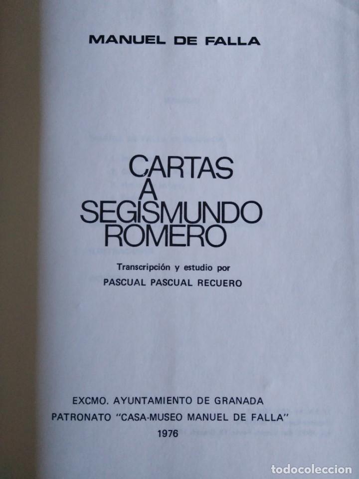 Libros: CARTAS A SEGISMUNDO ROMERO. MANUEL DE FALLA - Foto 2