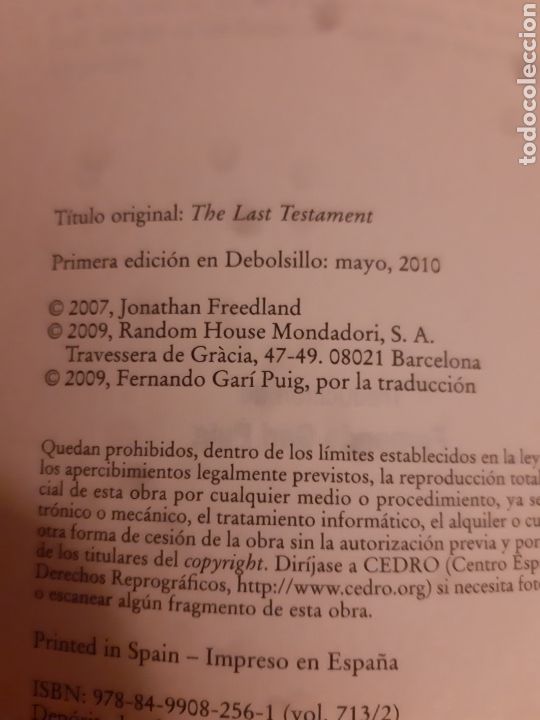 Libros: Libro El Testameto Final (1&deg; Edici&oacute;n) San Bourne - Foto 3