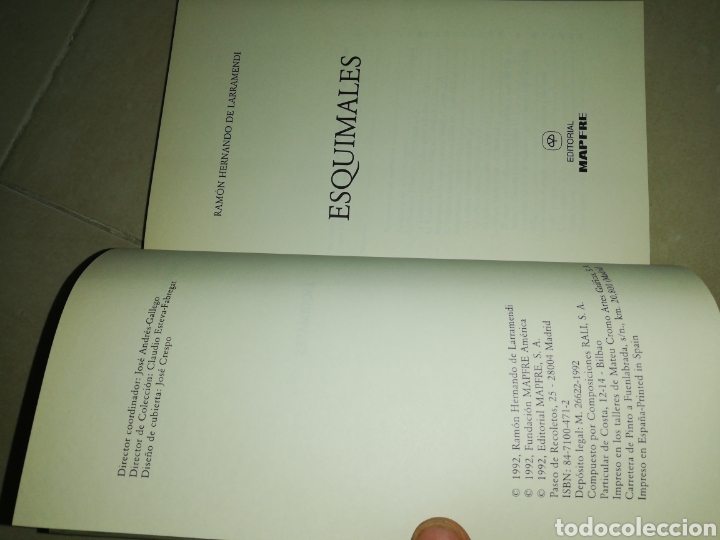 Libros: Esquimales Ram&oacute;n Hernando de Larramendi, colecci&oacute;n Mapfre 1492 - Foto 4
