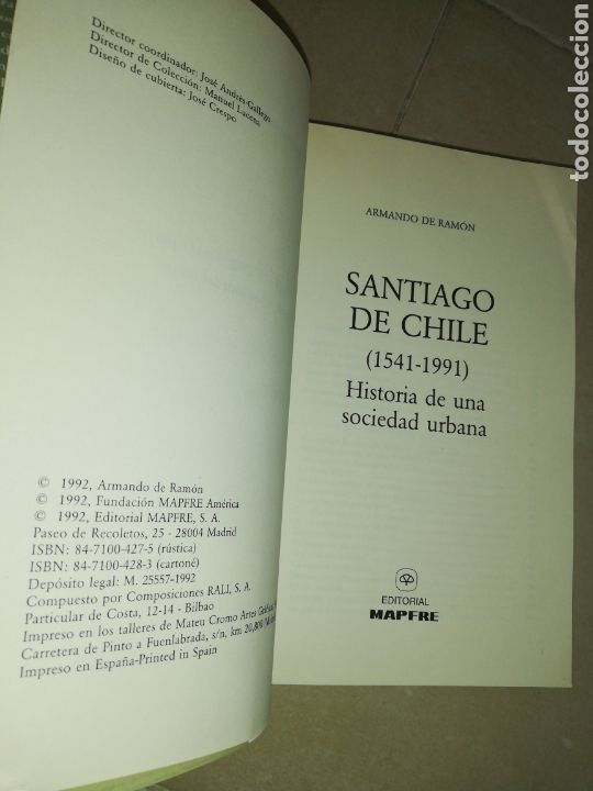 Libros: Santiago de Chile Armando de Ram&oacute;n, colecci&oacute;n Mapfre 1942 - Foto 4