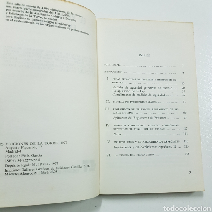 Libros: EL PRESO COMUN EN ESPA&Ntilde;A 1977 EDICIONES DE LA TORRE - Foto 3