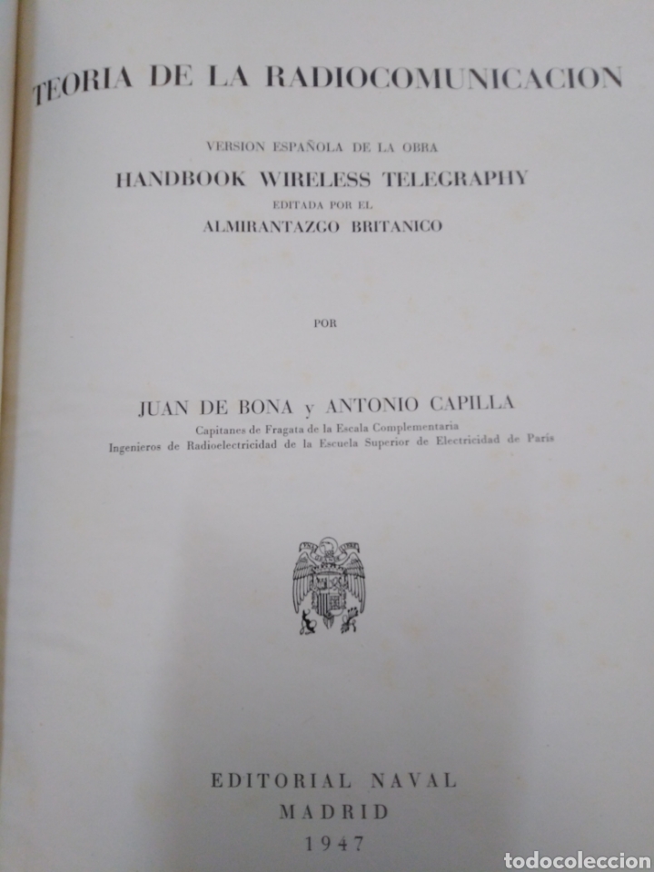 Libros: TEORIA DE LA RADIOCOMUNICACION - BONA, J. de y CAPILLA, A. - Foto 2