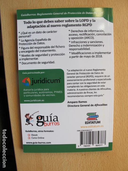 Libros: REGLAMENTO GENERAL DE PROTECCI&Oacute;N DE DATOS ( RGPD ).- L. GRANADOS, C. S&Aacute;NCHEZ.- EDITATUM. 2018 - Foto 2