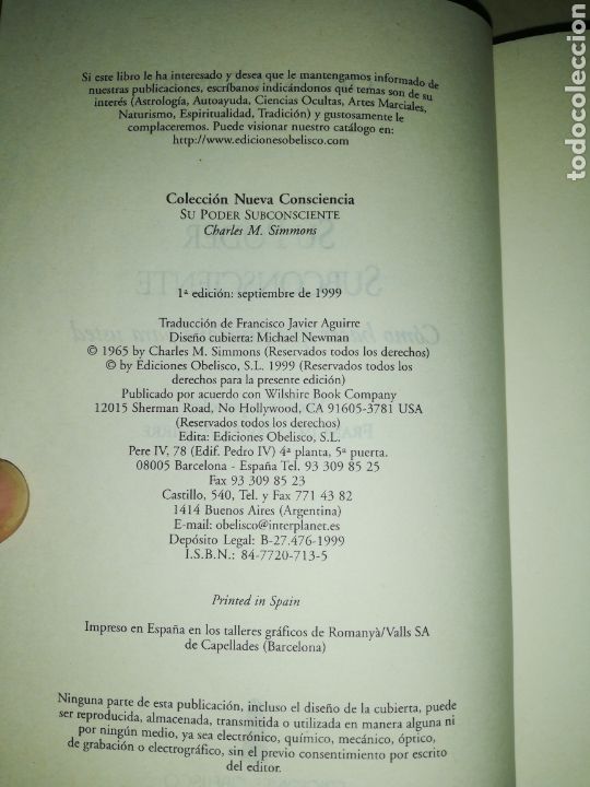 Libros: Su poder subconsciente, Charles M. Simmons,edici&oacute;nes Obelisco - Foto 5