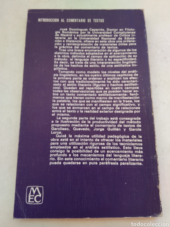 Libros: INTRODUCCI&Oacute;N AL COMENTARIO DE TEXTO/JOS&Eacute; DOM&Iacute;NGUEZ CAPARR&Oacute;S - Foto 2