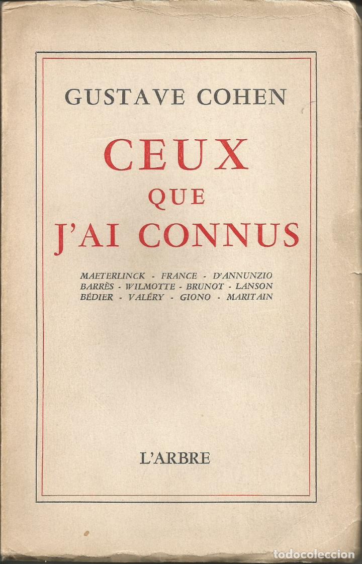 Libros: CEUX QUE J&acute;AI CONNUS. - GUSTAVE COHEN. - AAZ - Foto 1