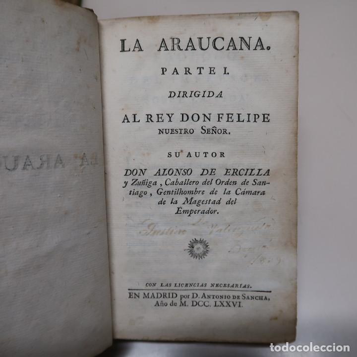 Libros: LA ARAUCANA - DE ERCILLA, ALONSO. 1776. 2 VOL. - Foto 2