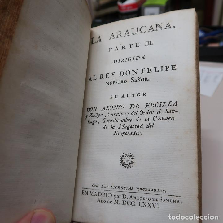 Libros: LA ARAUCANA - DE ERCILLA, ALONSO. 1776. 2 VOL. - Foto 7