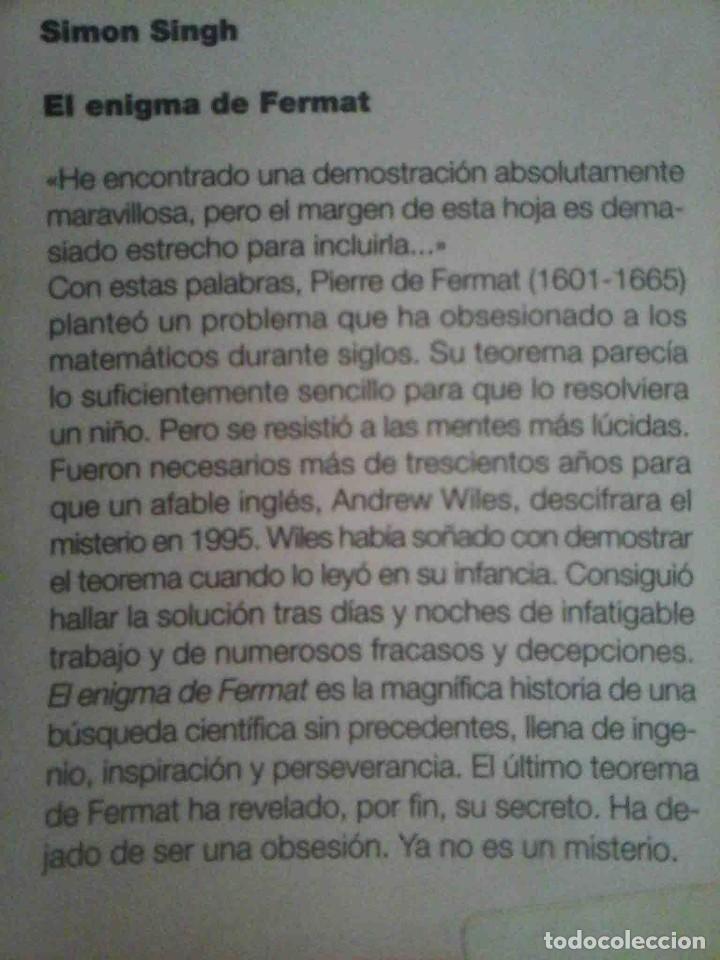 Libros: El enigma de Fermat (Sim&oacute;n Singh) Planeta 2004 - Foto 3