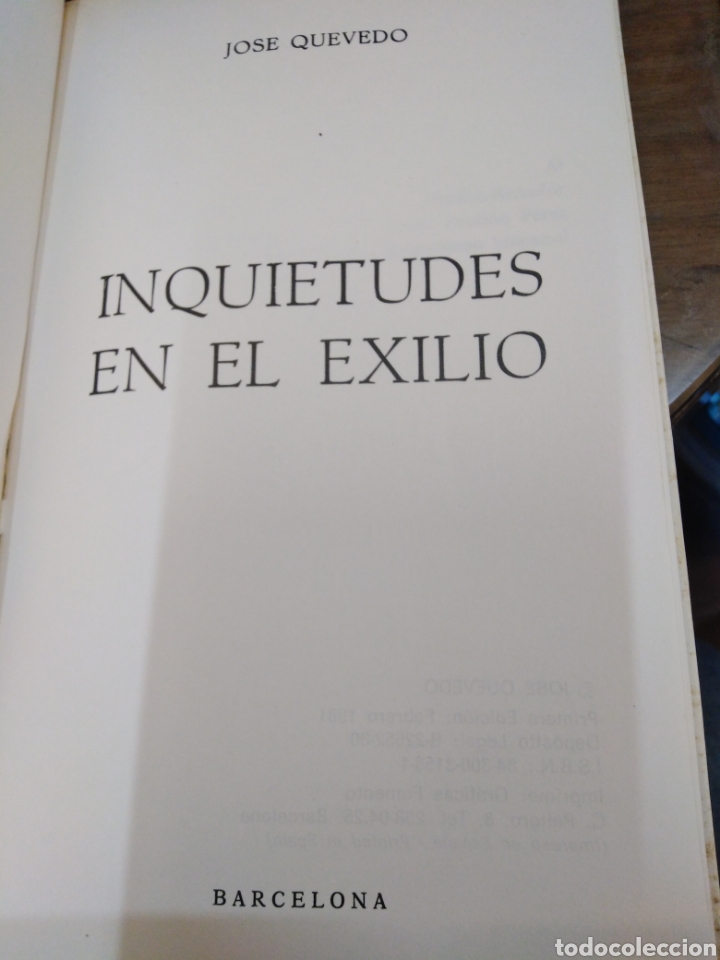 Libros: INQUIETUDES EN EL EXILIO - QUEVEDO, Jos&eacute; - Foto 2