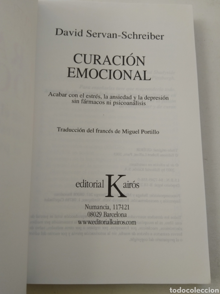 Libros: CURACI&Oacute;N EMOCIONAL/DAVID SERVAN-SCHREIBER - Foto 2