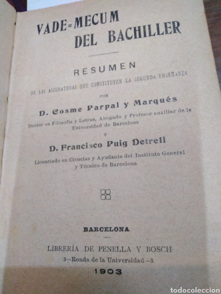 Libros: VADE-MECUM DEL BACHILLER - PARPAL, C. y PUIG, F. - Foto 3