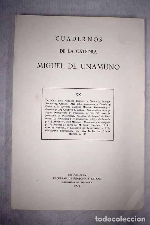 Libros: Cuadernos de la C&aacute;tedra Miguel de Unamuno, n&uacute;mero XX - Foto 1
