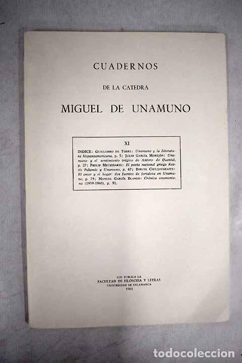 Libros: Cuadernos de la C&aacute;tedra Miguel de Unamuno, n&uacute;mero XI - Foto 1