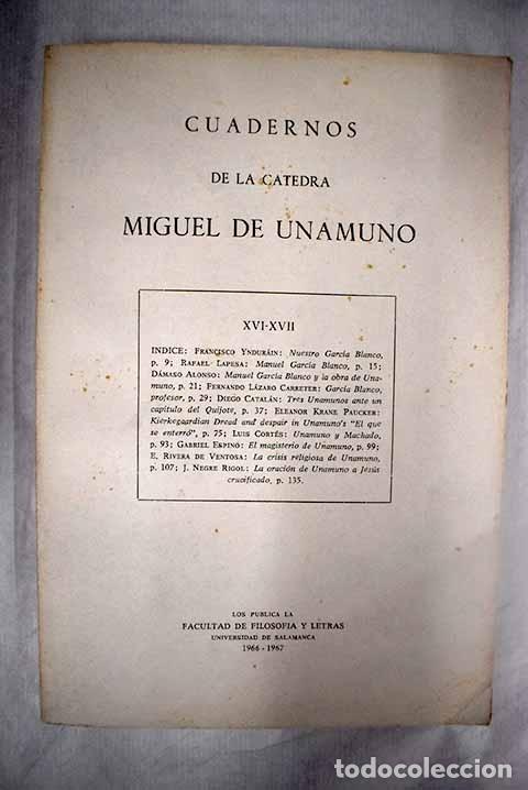 Libros: Cuadernos de la c&aacute;tedra de Miguel de Unamuno, n&uacute;meros XVI-XVII