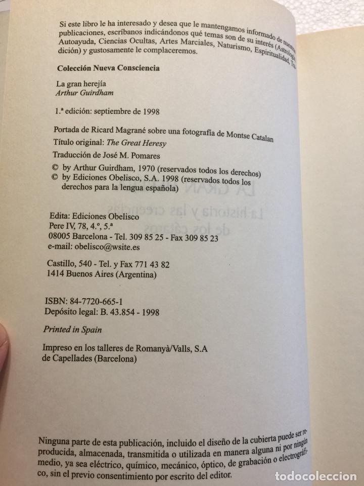 Libros: LA GRAN HEREJ&Iacute;A. La historia y las creencias de los C&aacute;taros - Arthur Guirdham - Foto 3