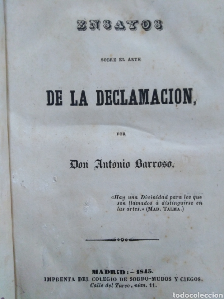 Libros: ENSAYOS SOBRE EL ARTE DE LA DECLAMACION - BARROSO, Antonio - Foto 1