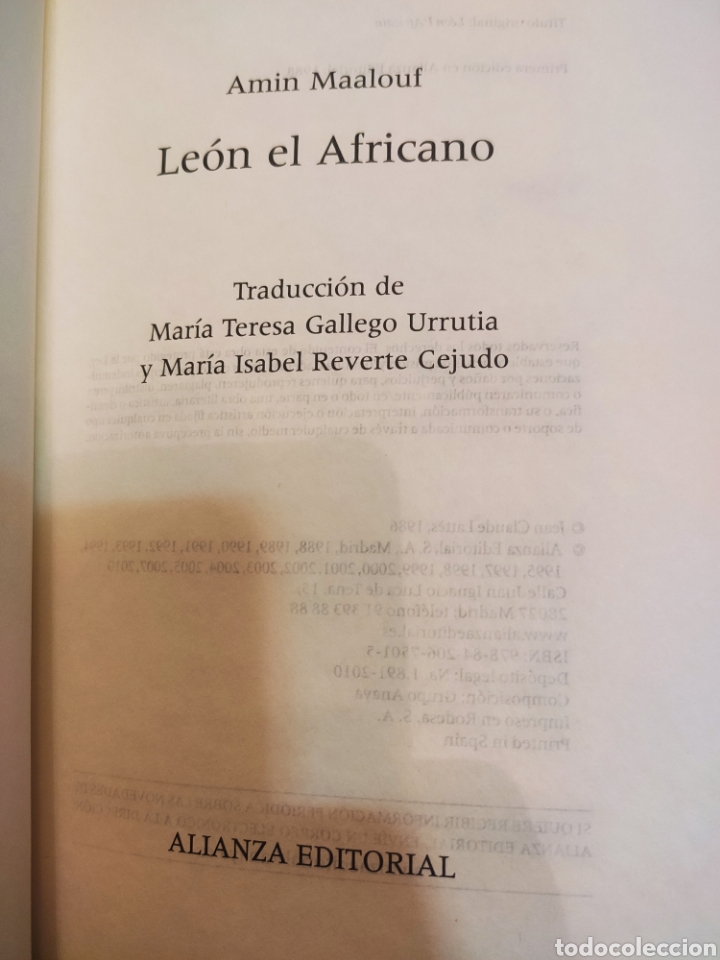 Libros: Le&oacute;n el Africano. Amin Maalouf. Alianza Editorial 2010 - Foto 3